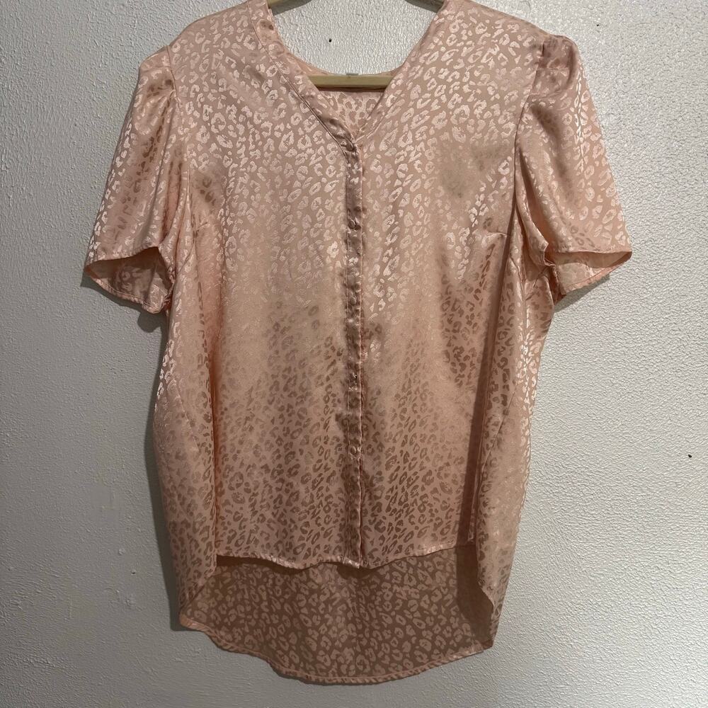OPHELIA ROE- Leopard Print Pink Blush Blouse- Size 1X